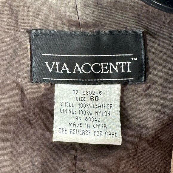 Via Accenti BO Leather Duster Jacket Woman XXL Dark Brown Western Lined Button - Picture 6 of 7